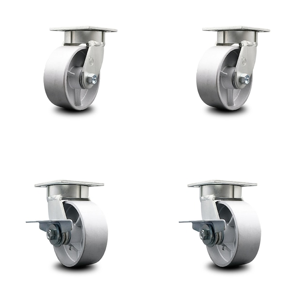 Service Caster 5 Inch Kingpinless Semi Steel Wheel Swivel Caster Set with 2 Brakes SCC SCC-KP30S520-SSR-2-SLB-2 - main